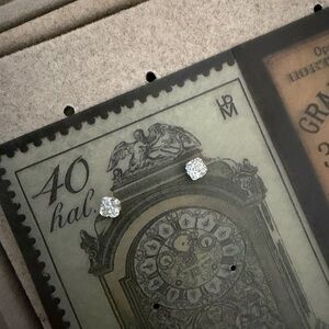 14kt solid white gold solitaire cushion stud piercing earrings Dainty minimalist